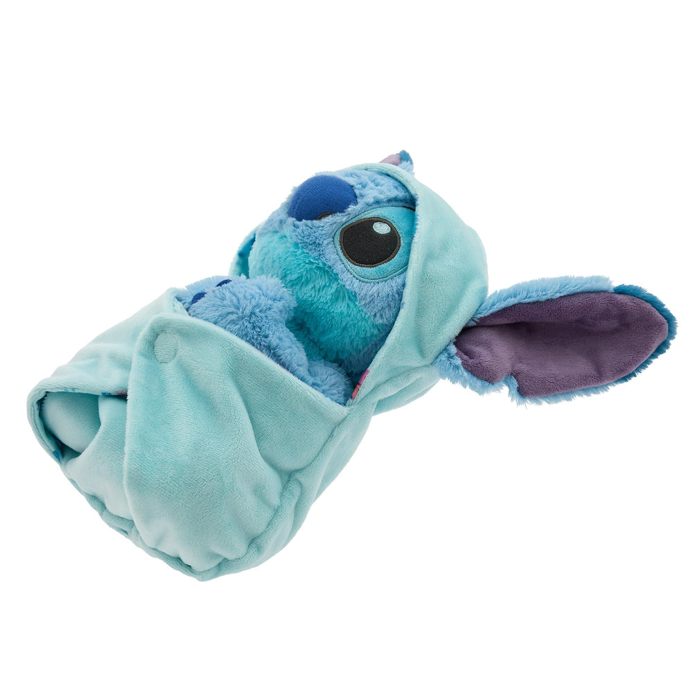 Disney Store Stitch swaddle, removable velour design shown for versatile play