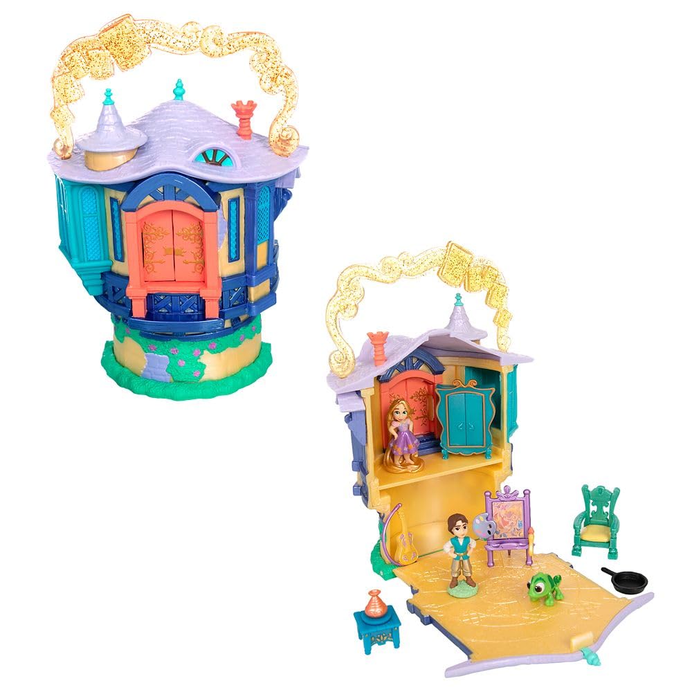 Disney Store Tangled Rapunzel tower micro figures ready for imaginative play.