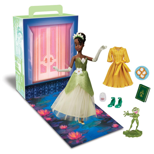 Disney Store Tiana Story Doll wearing masquerade gown ready for imaginative playtime.