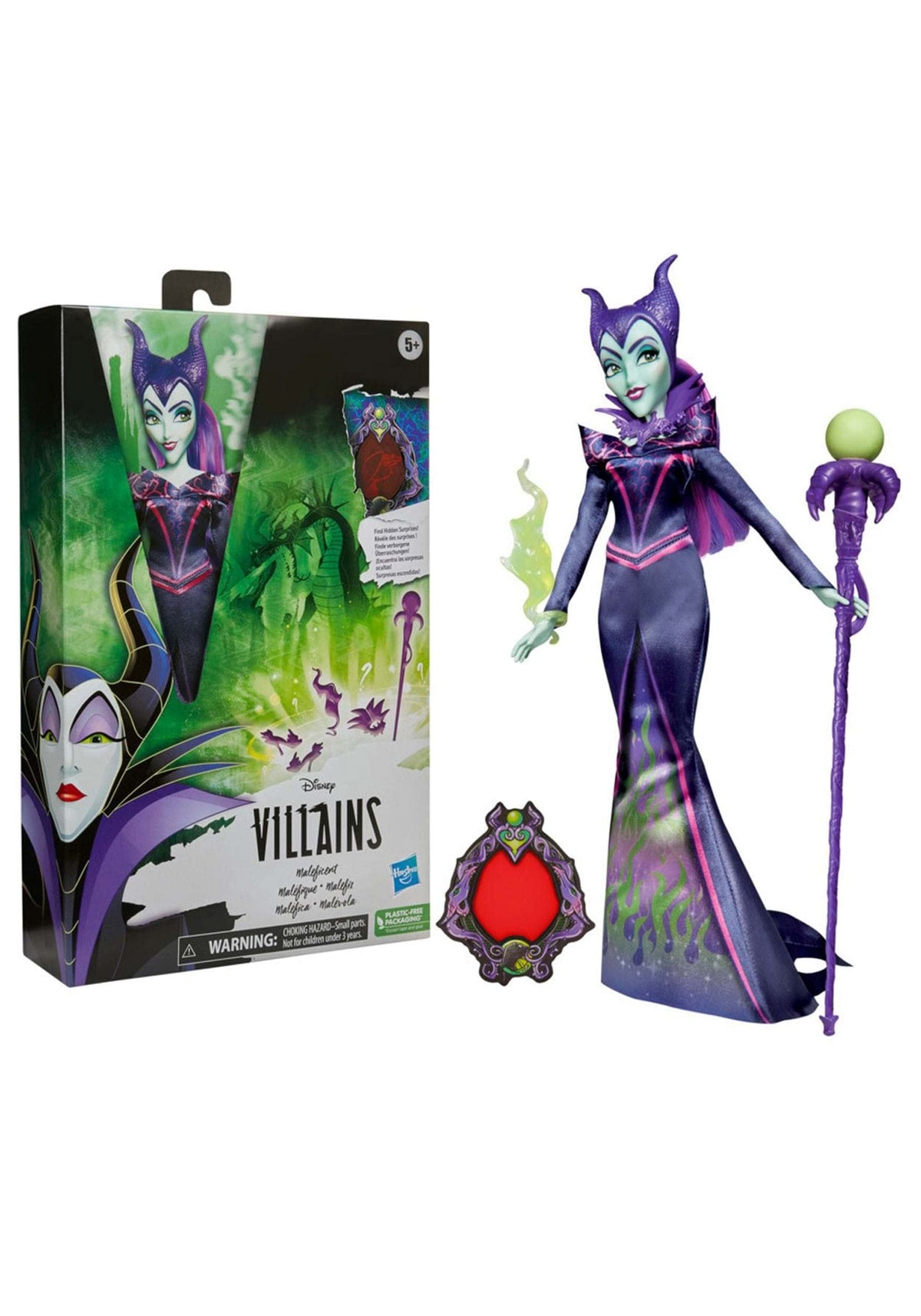 Disney Villains Maleficent fashion doll in flame-decor gown for dramatic play