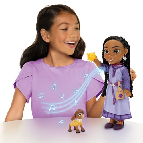 Disney's Wish Asha doll in purple fashion with accessories for dress-up adventures