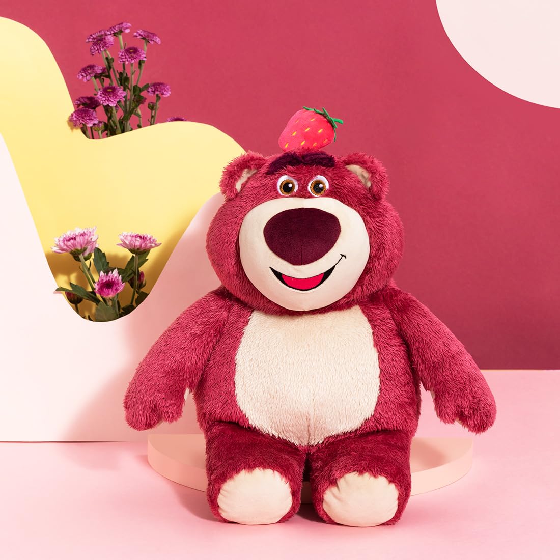 Disney Store Pooh plush close-up showing embroidered accents and soft textures.