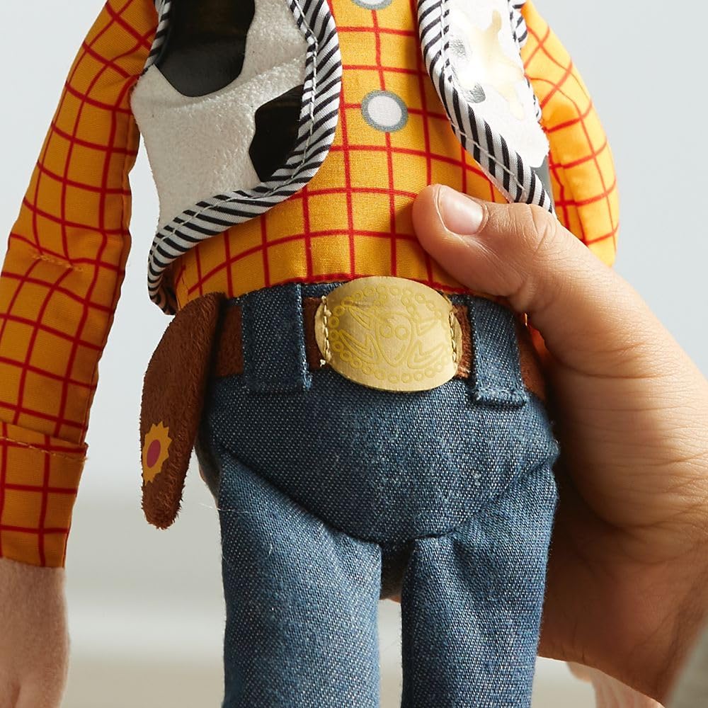 Disney Store Woody plush with soft texture for cozy cuddles.