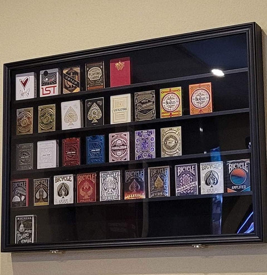 DisplayGifts playing card display case UV-protection door guards dust and light exposure.