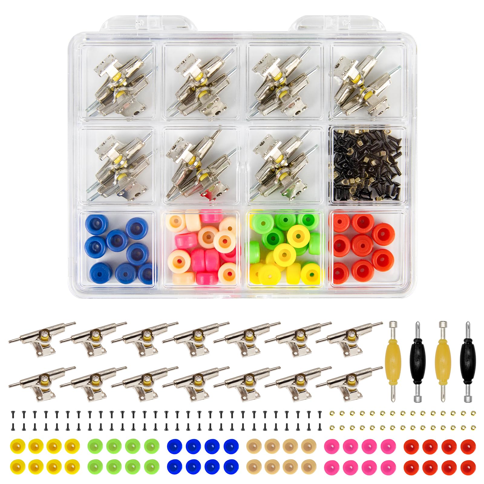 DisplayMore fingerboard repair kit box with parts for quick setup and customization.