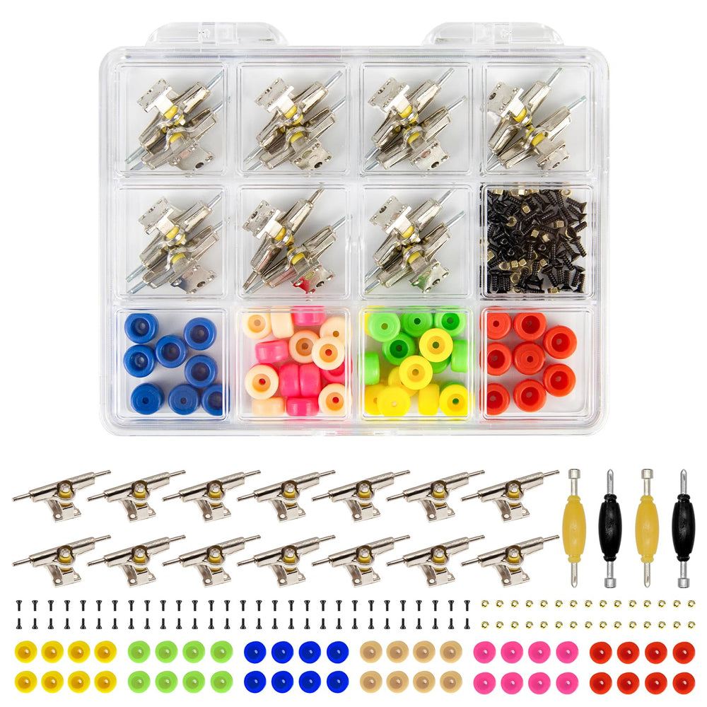 DisplayMore fingerboard repair kit box with parts for quick setup and customization.