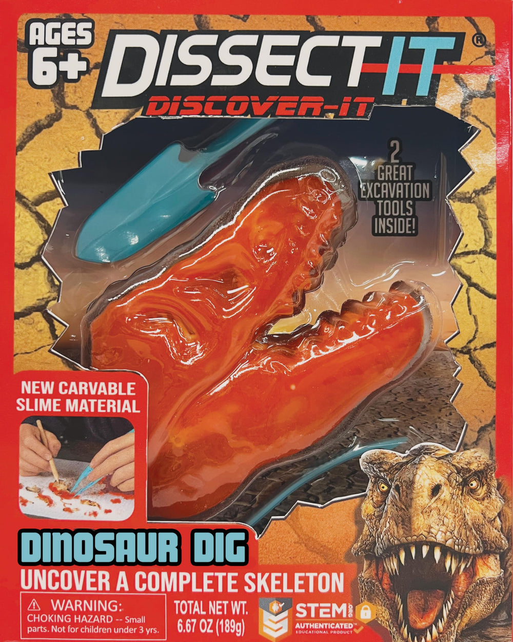 Dissect It Discover-It dinosaur gel digging action demonstrates safe at-home learning.