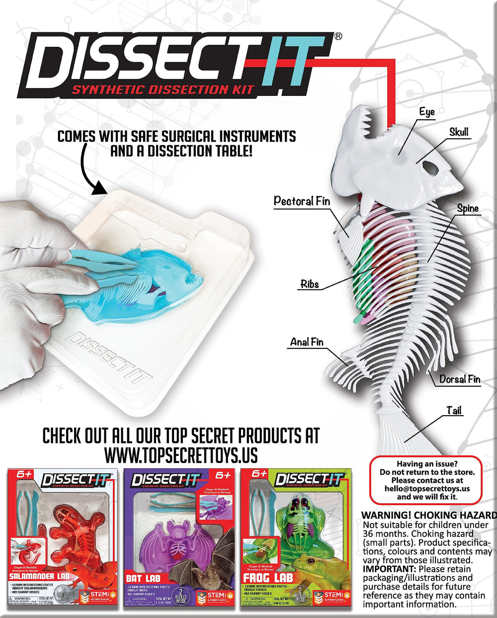 Dissect-It Piranha instructions guide learners through anatomy step by step.