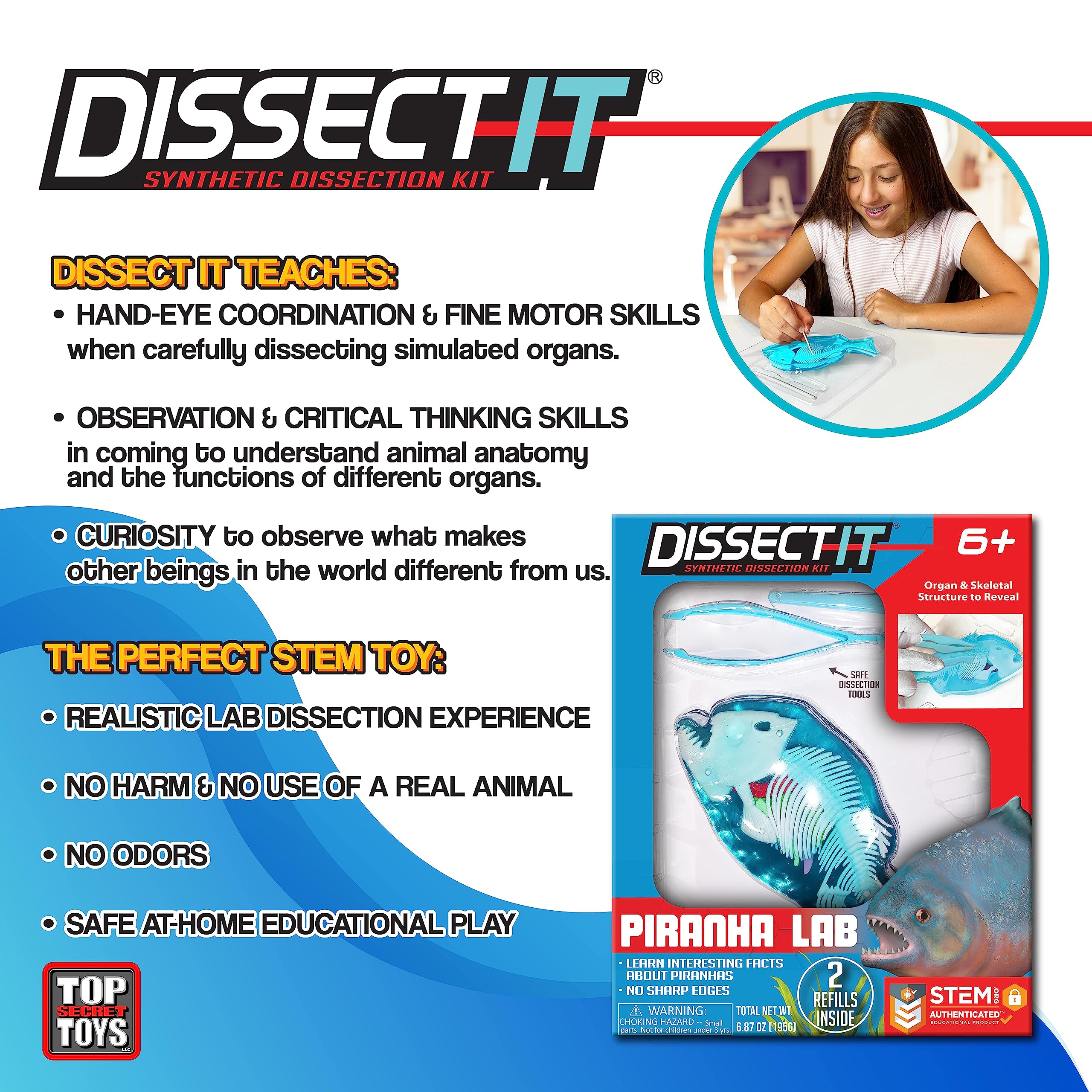 Dissect-It Piranha shows organs highlighted for biology exploration.