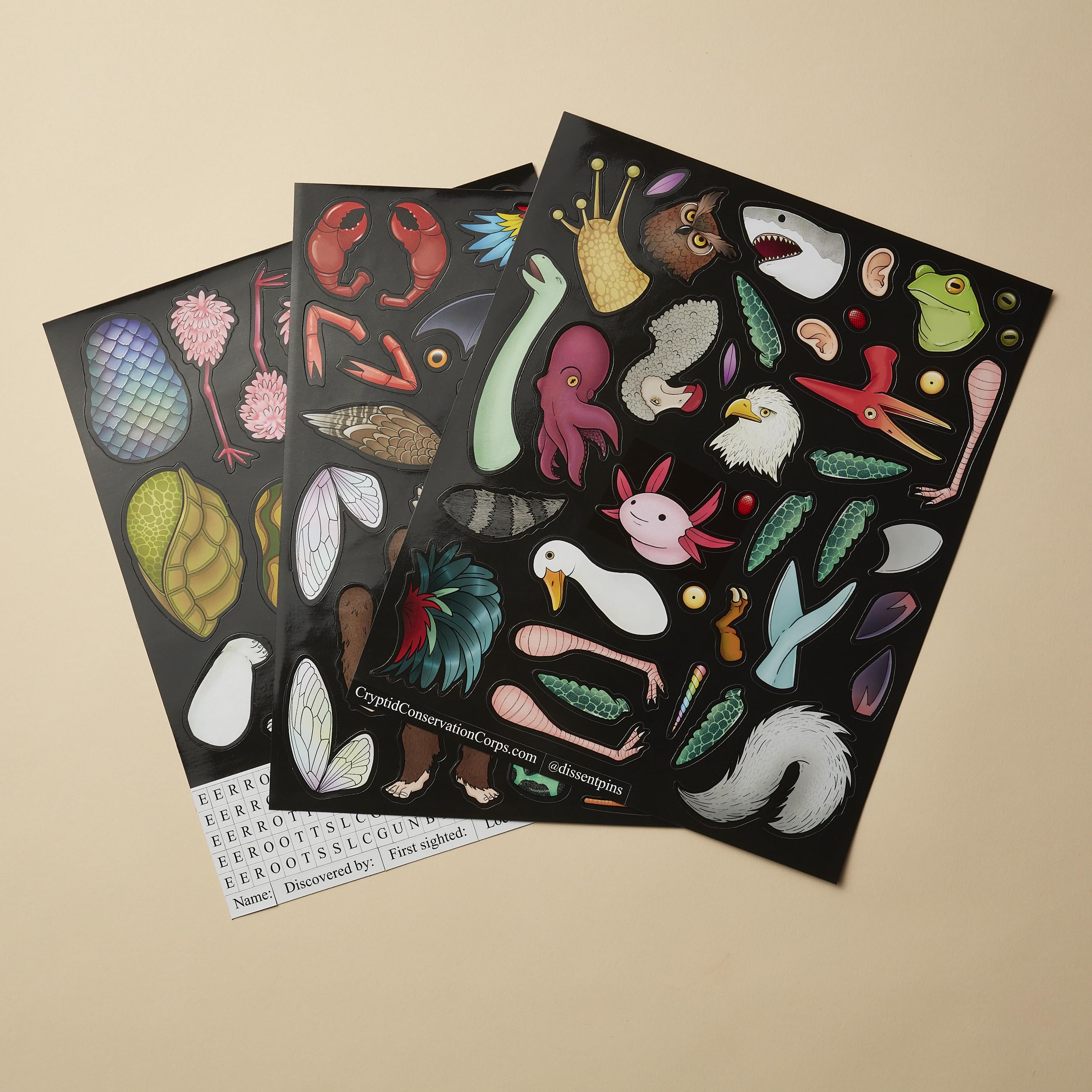 Magnetic parts pack from Dissent Pins ready for creative creature building.