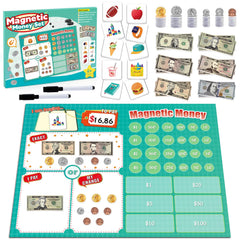 Distasio magnetic money set with bills and coins for hands-on math practice