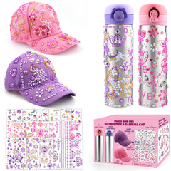 Distasio unicorn water bottle with pink cap and gems for creative school hydration.
