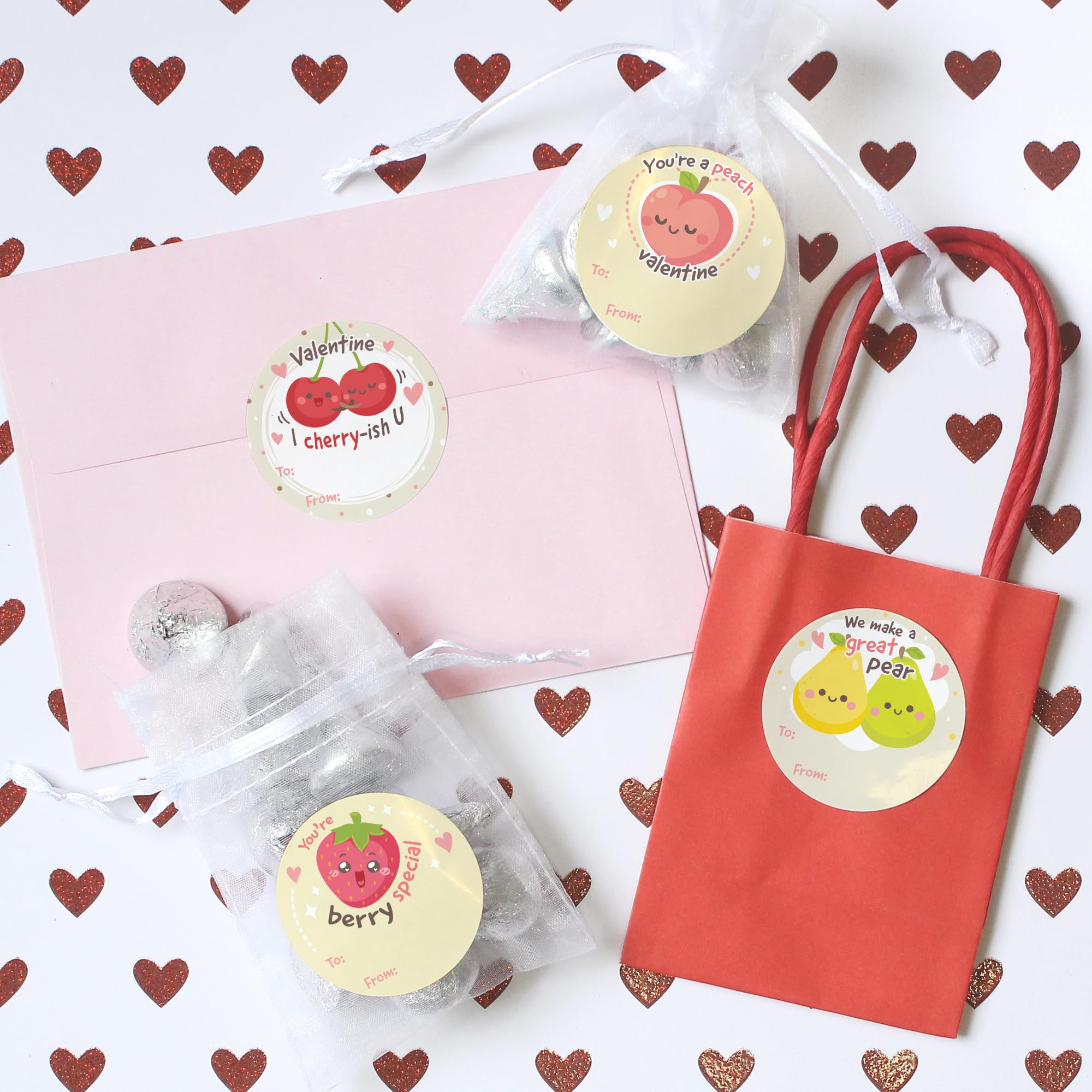 DISTINCTIVS Valentine stickers packaging display showing the 40 count set