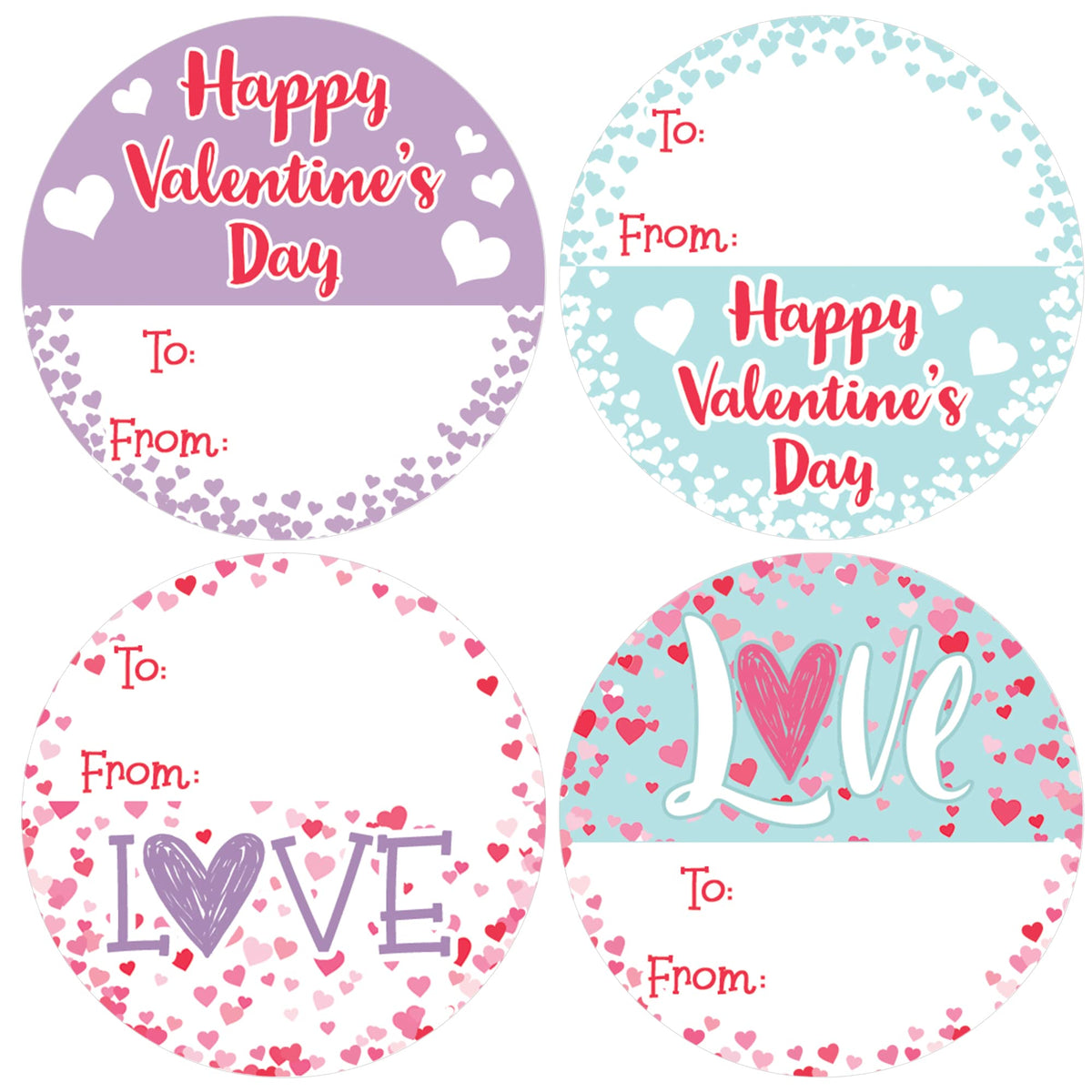 DISTINCTIVS Valentine stickers round pink heart for classroom exchanges and easy to/from labeling