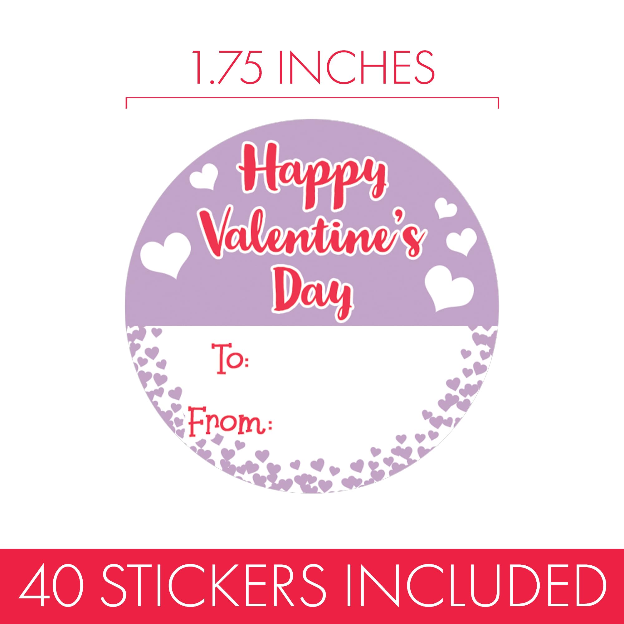 DISTINCTIVS Valentine stickers round purple heart perfect for to & from valentines and backpacks