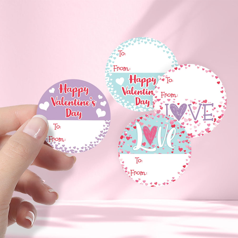 DISTINCTIVS Valentine stickers round teal heart ideal for kids' valentine party favors