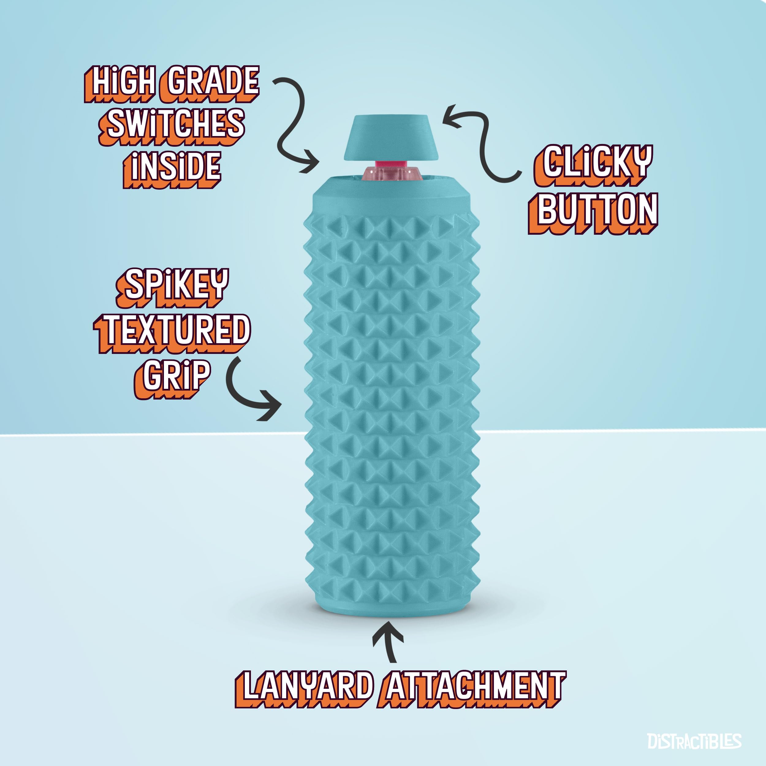 Distractibles Sensory Roller Blue with Lanyard shows convenient carry for on-the-go use