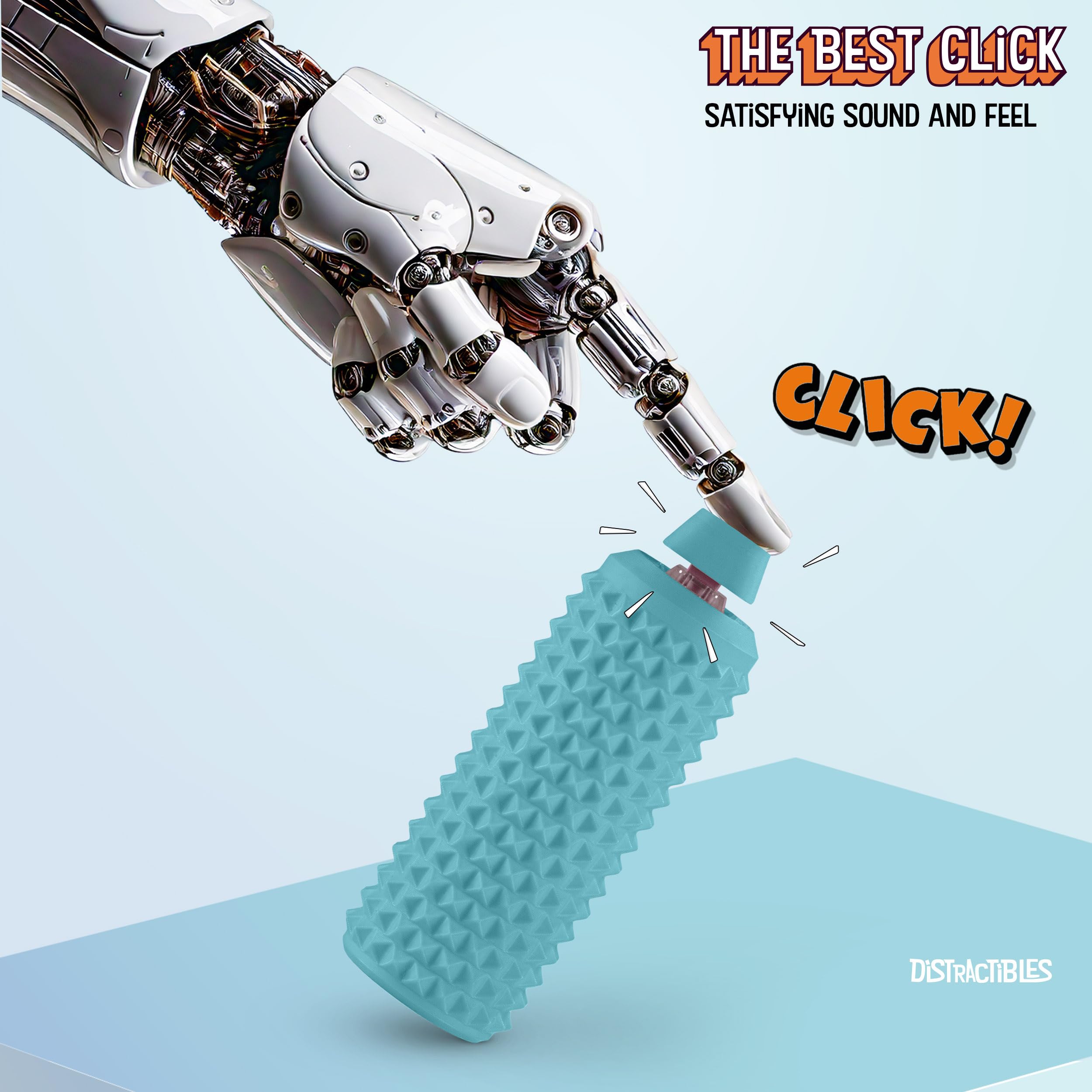 Distractibles Sensory Roller closeup spikes blue demonstrates gentle pressure for calm moments