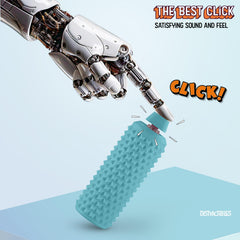 Distractibles Sensory Roller closeup spikes blue demonstrates gentle pressure for calm moments