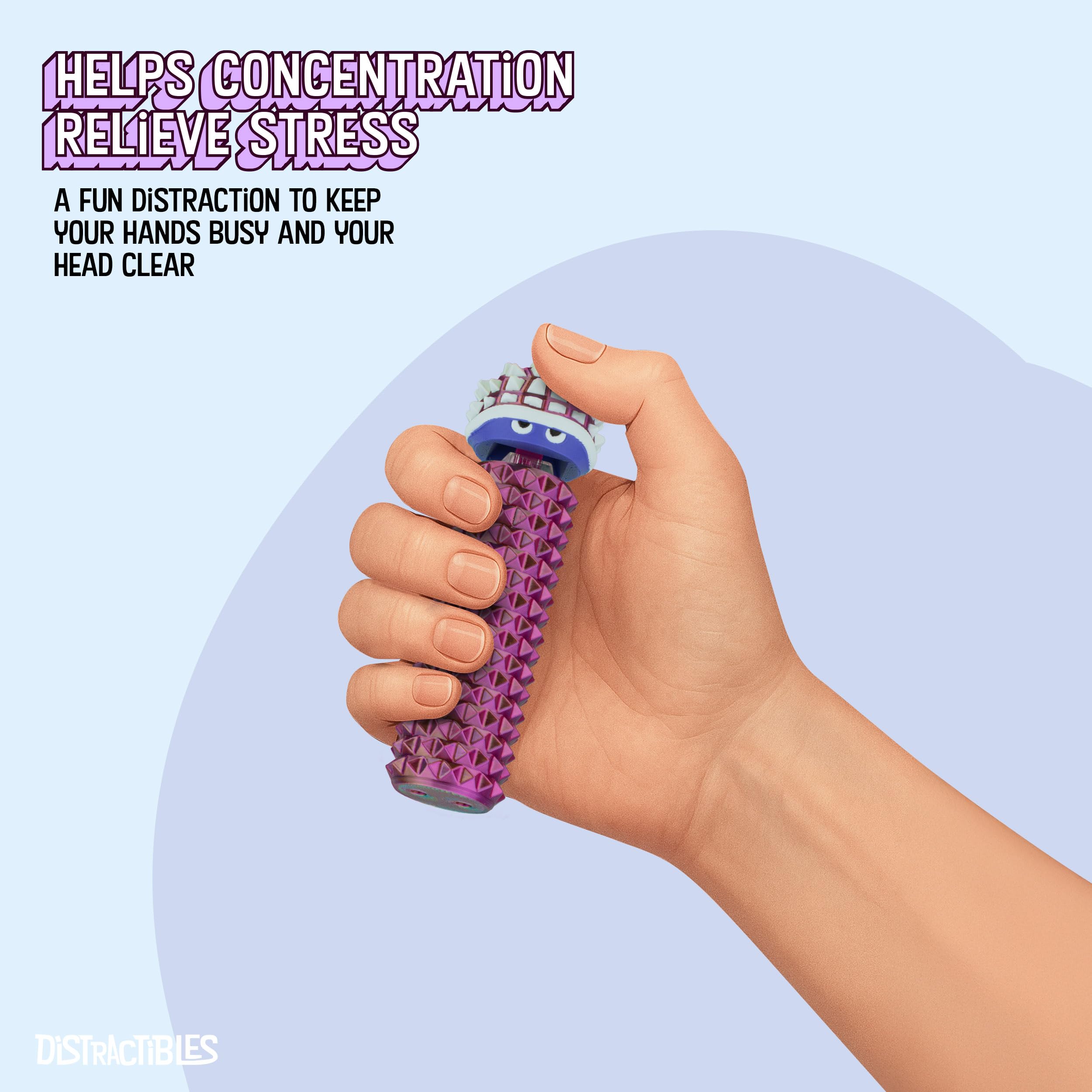 Distractibles Shelly portable design with lanyard for discreet use on the go.