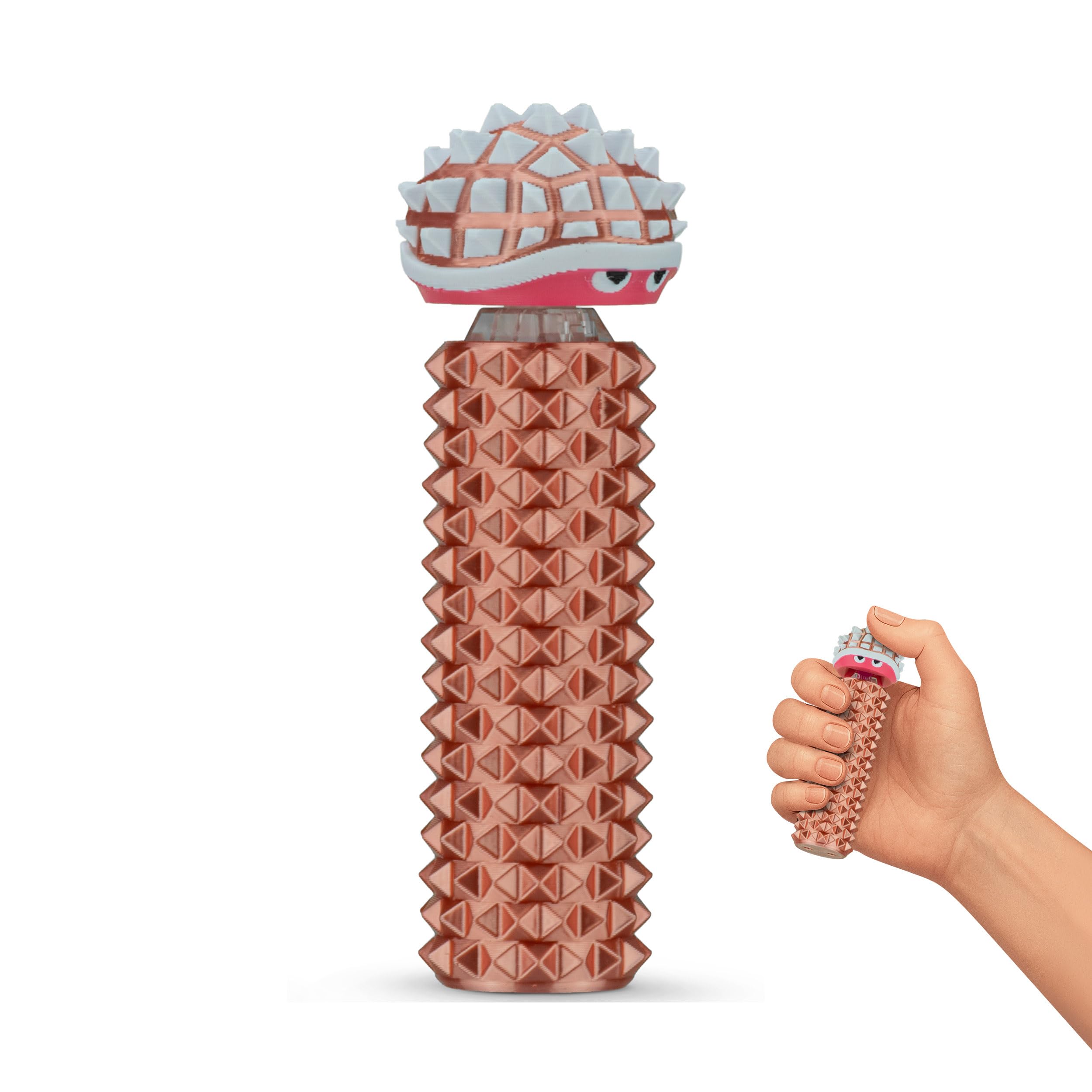 Distractibles Shelly textured surface with raised spikes for tactile focus stimulation.