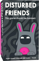 Disturbed Friends box and cards on a table for an engaging adult party game.