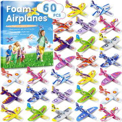 Diteryy 60-pack foam airplanes in mixed colors for group play and sharing.