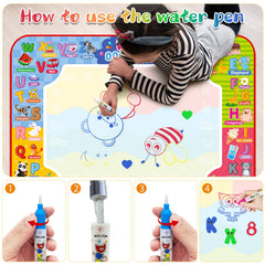Drawings disappear in minutes, keeping surfaces clean on the Diteryy Water Doodle Mat.