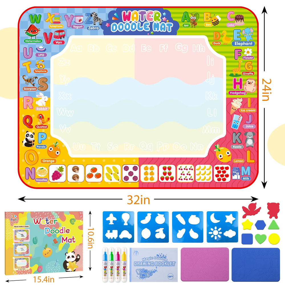 Diteryy Water Doodle Mat helps kids learn ABCs, shapes, and colors through play.