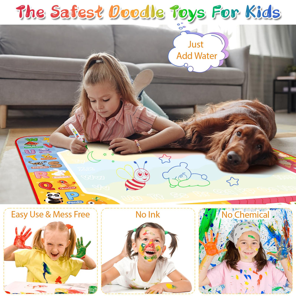 Diteryy Water Doodle Mat uses water pens for mess-free drawing sessions.
