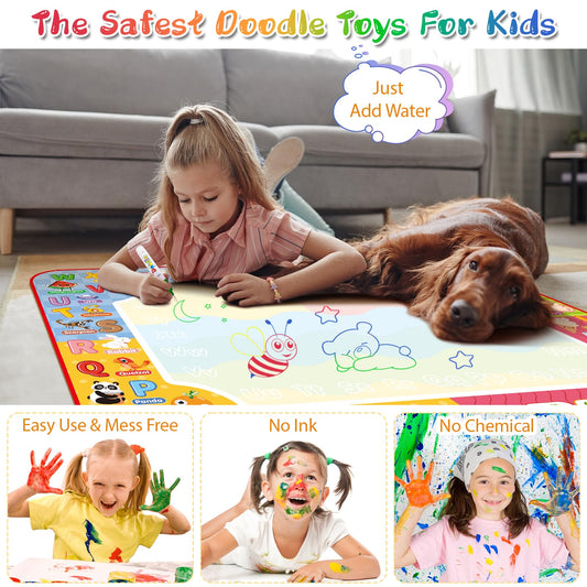 Diteryy Water Doodle Mat uses water pens for mess-free drawing sessions.
