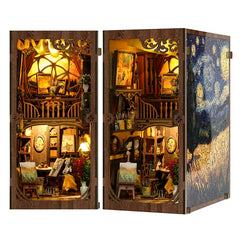 Ditila Starry Night Book Nook glows on a shelf, adding magical ambience