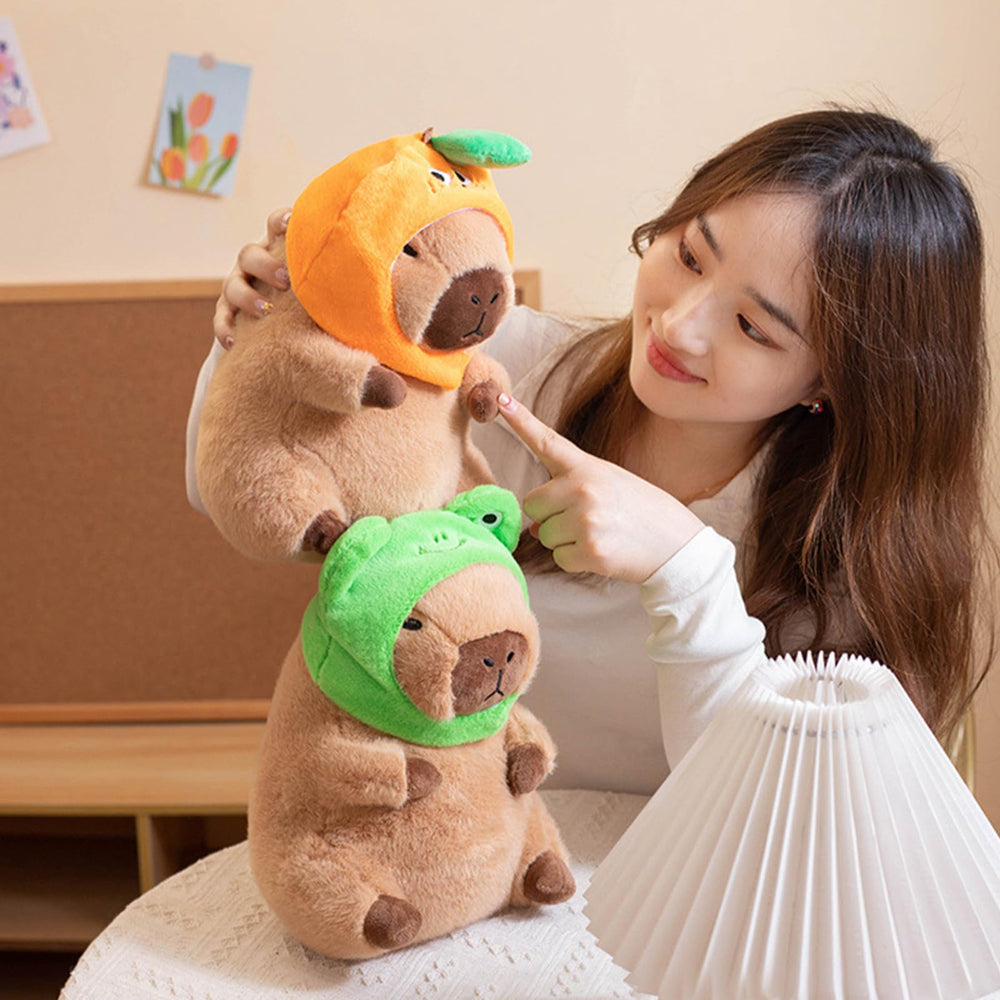 Ditucu capybara plush measures 11 inches, compact and cuddly.