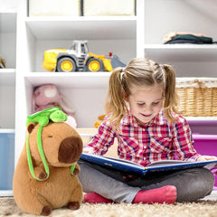 Ditucu capybara plush with backpack pocket for small items.