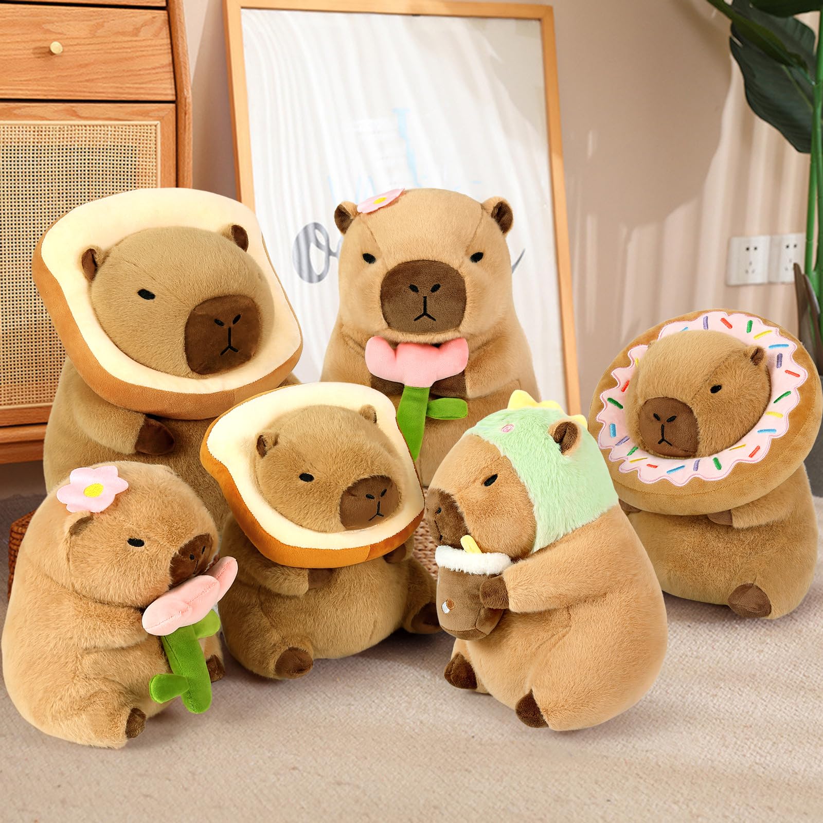 Ditucu capybara plush for bedroom decoration, adds warmth to a cozy space.