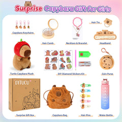 Ditucu strawberry capybara water bottle with large capacity for adventures