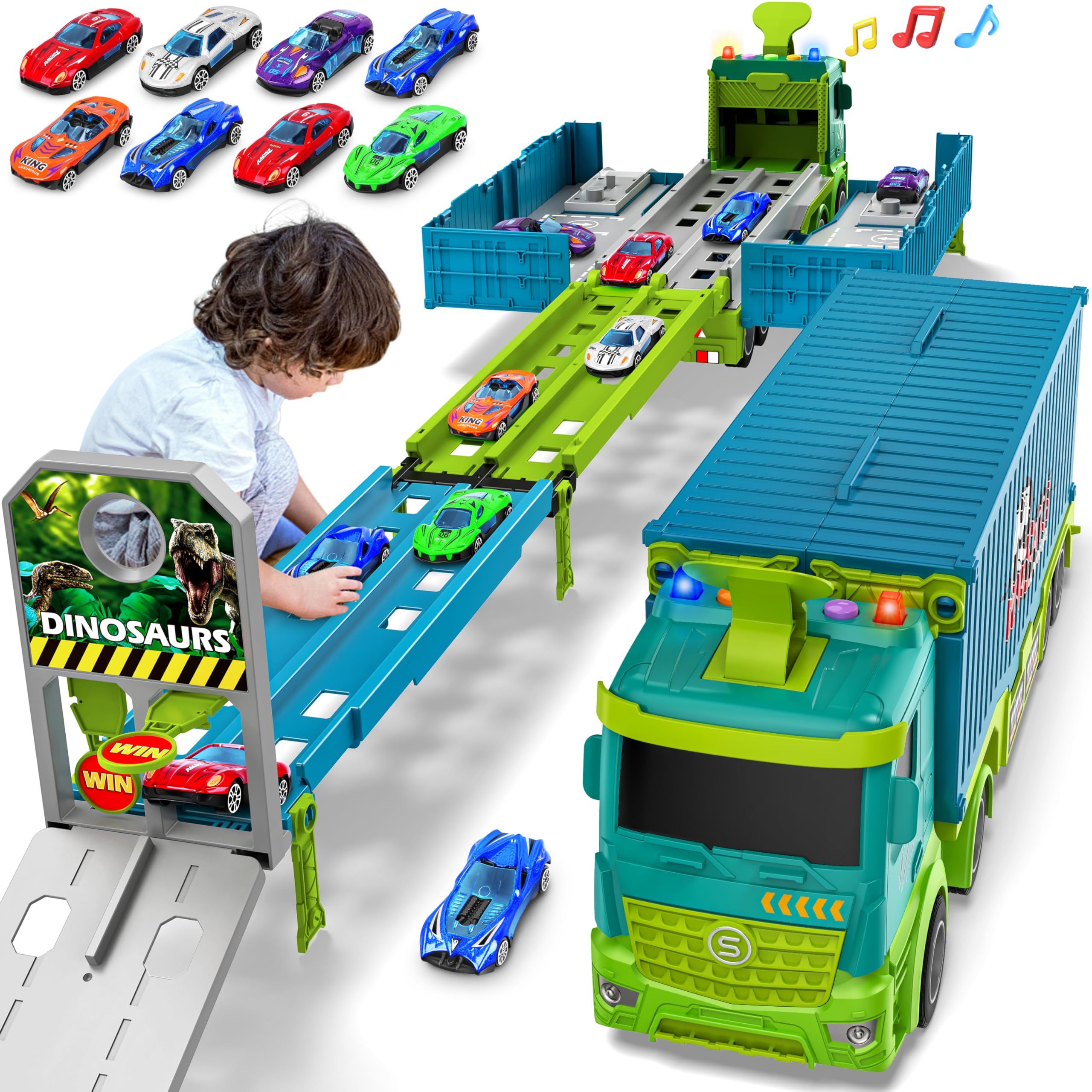 Diuerma carrier-truck race track full set for imaginative transport play.
