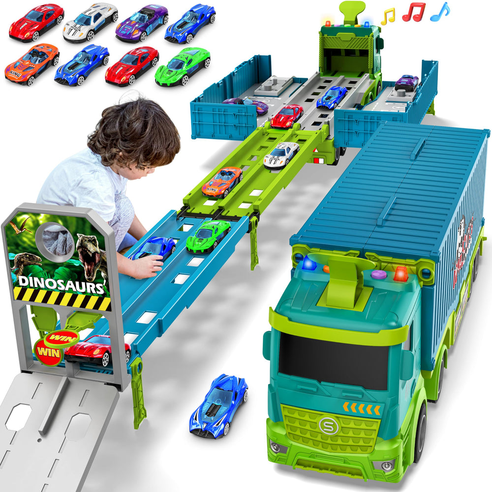 Diuerma carrier-truck race track full set for imaginative transport play.