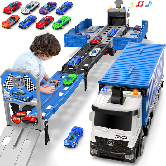 Diuerma carrier truck race track foldable 3-layer design enhances play space.