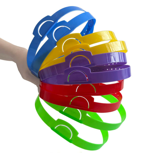 Diycoming 10pcs adjustable headbands pack showing a comfortable fit for kids and adults.