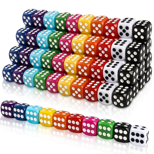 DIYDEC 100pcs multi-color 16mm dice for classroom and games.