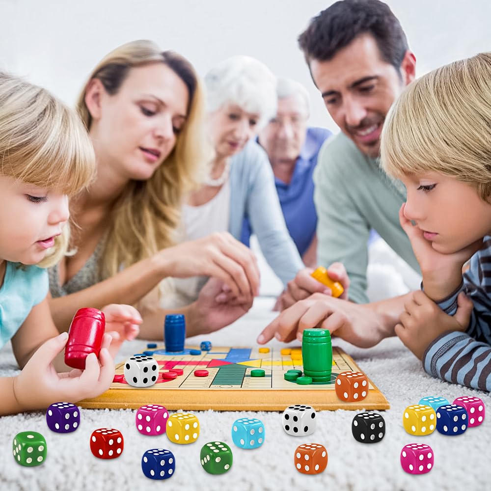 DIYDEC classroom dice in ten colors for math activities.