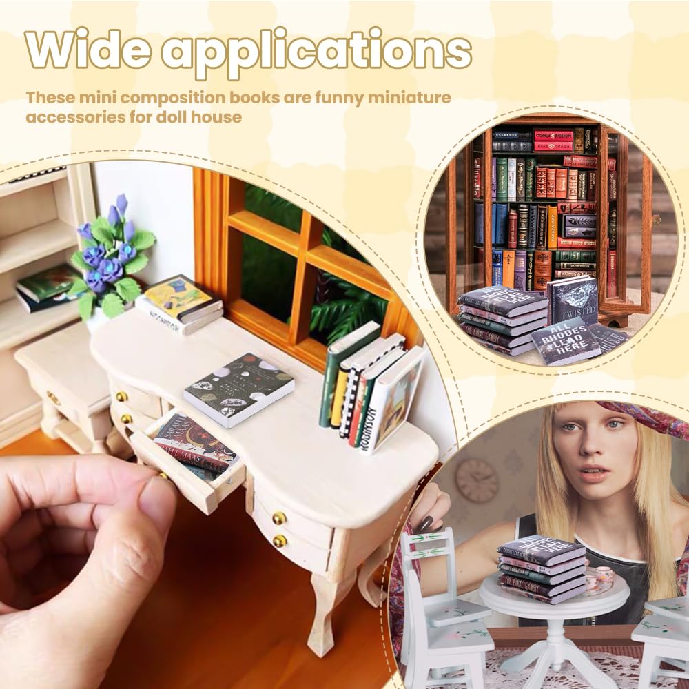 DIYDEC mini books detailed covers enhance realism in dollhouse settings.