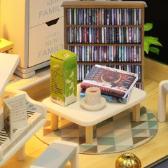 DIYDEC mini library detail on desk tabletop décor.