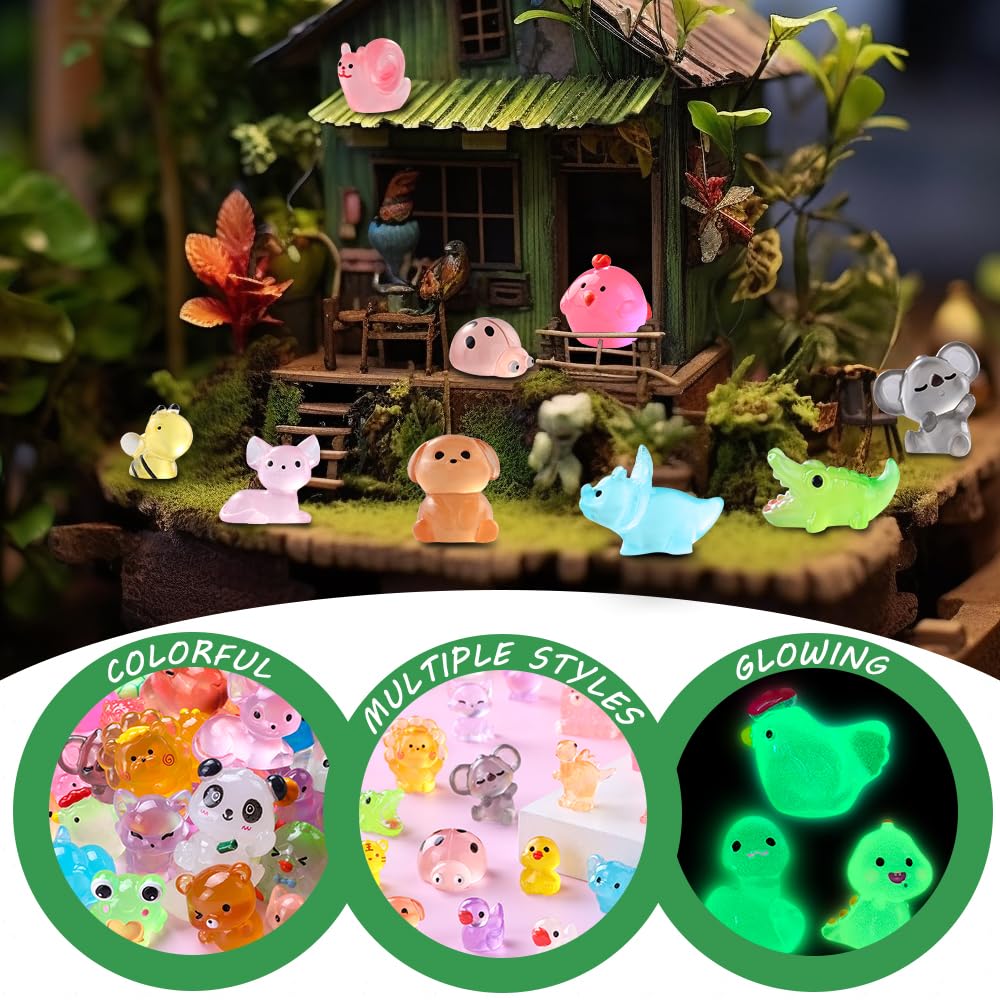 DIYDEC resin miniatures glow-in-the-dark cow brightens plant pots.