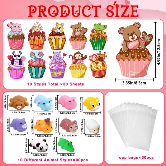 DIYDEC mochi squishies with 10 animal designs paired with cards.