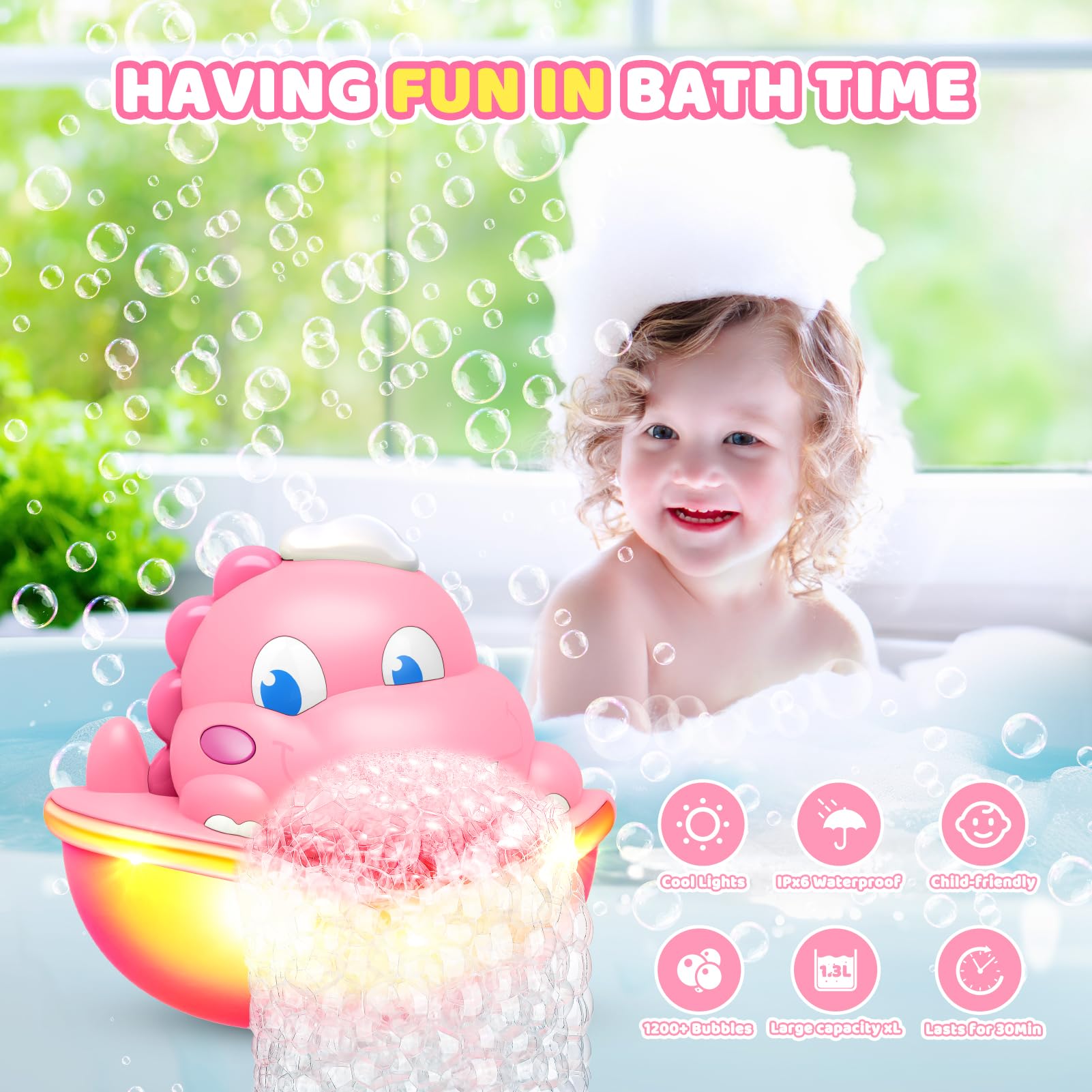 Diyfrety bath toy bubble setup shows easy wall installation.