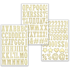 Dizdkizd 3D gold letter stickers add elegant sparkle to cards and scrapbooks.