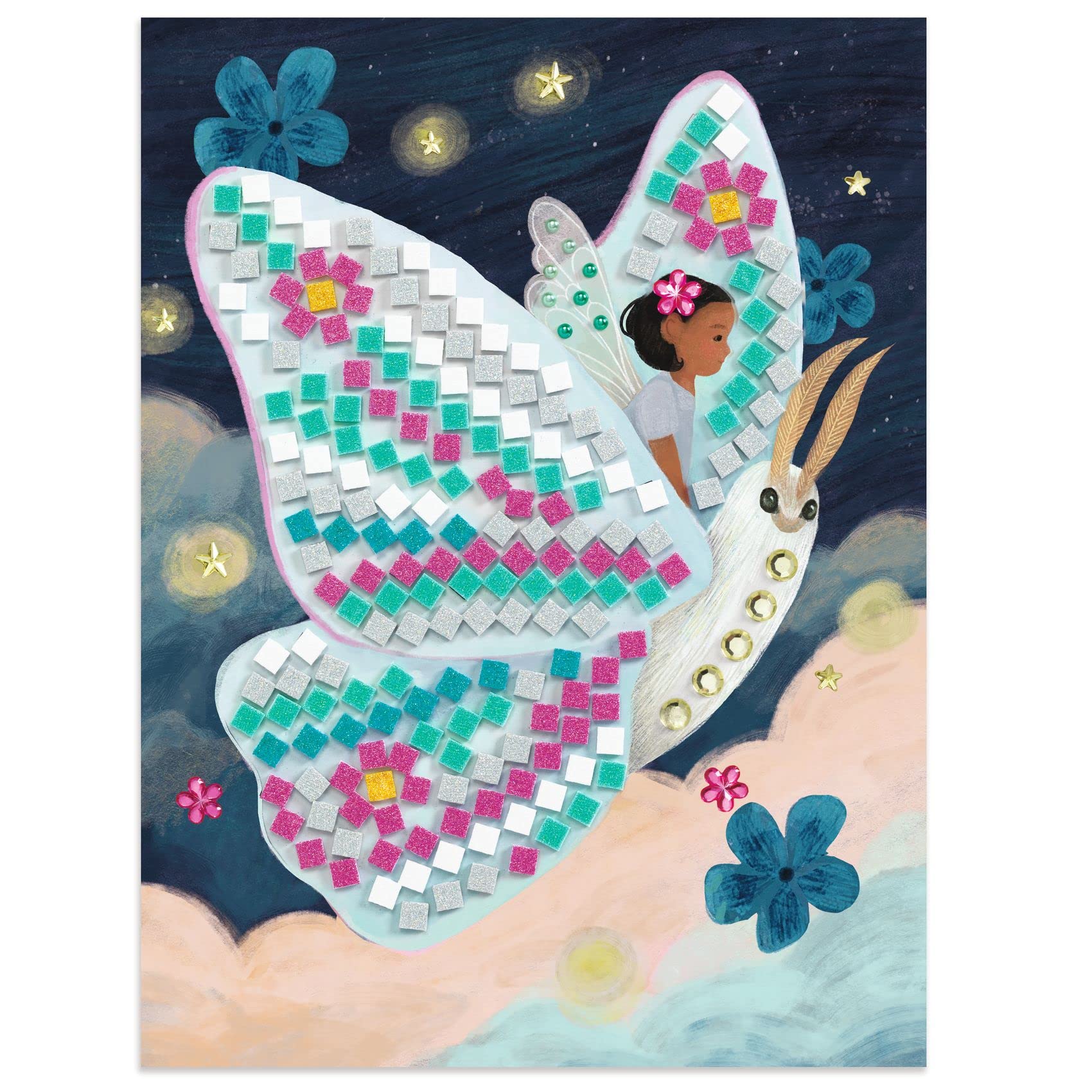 DJECO Enchanted World finished mosaic ready for display during family craft night.