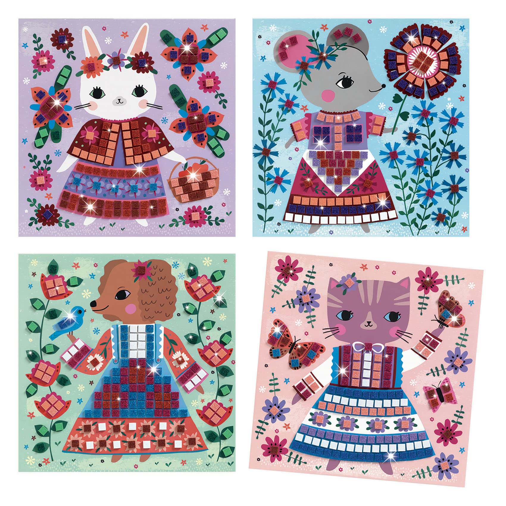 DJECO Lovely Pets glitter foam pieces pack for easy, mess-free crafting sessions